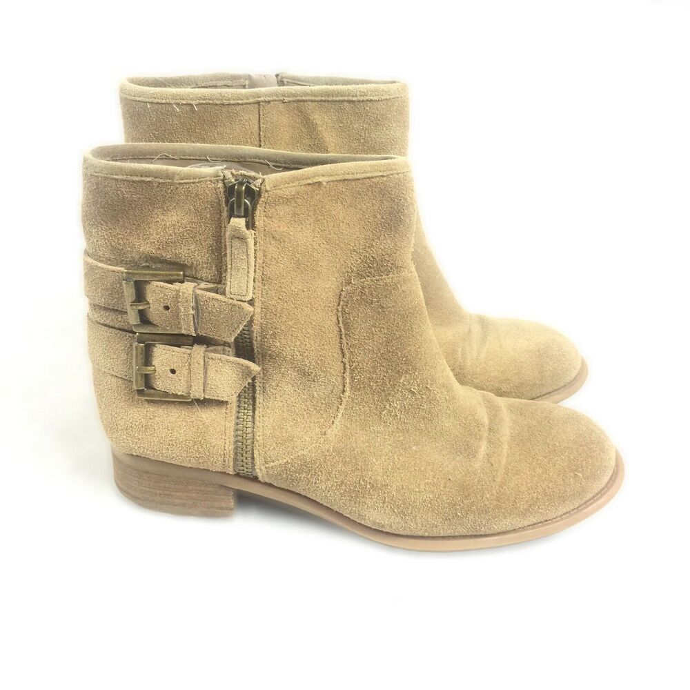 Nine West Just This Ankle Boots Size 6.5 Womens Brown Suede Leather Low Booties